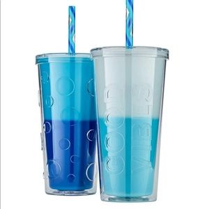 COLOR CHANGING Glacier Sky Tumbler Cups w Straws